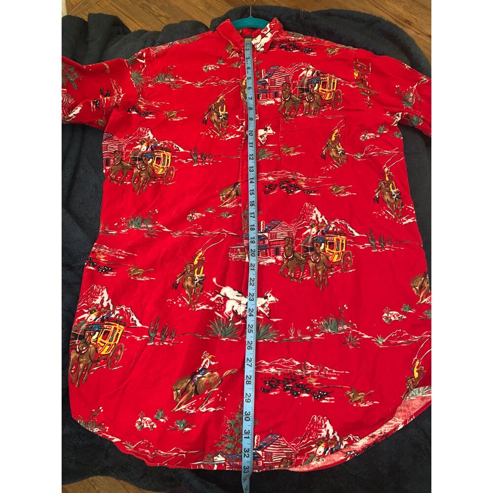 VINTAGE 80's RALPH LAUREN COWBOY WESTERN FLANNEL OVERSIZE NIGHTSHIRT - Picture 10 of 11